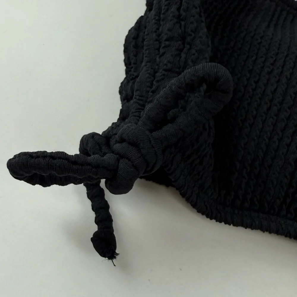 Salt + Cove Bikini Top Juniors Size Large Black Ribbed One Strap Swim NWT